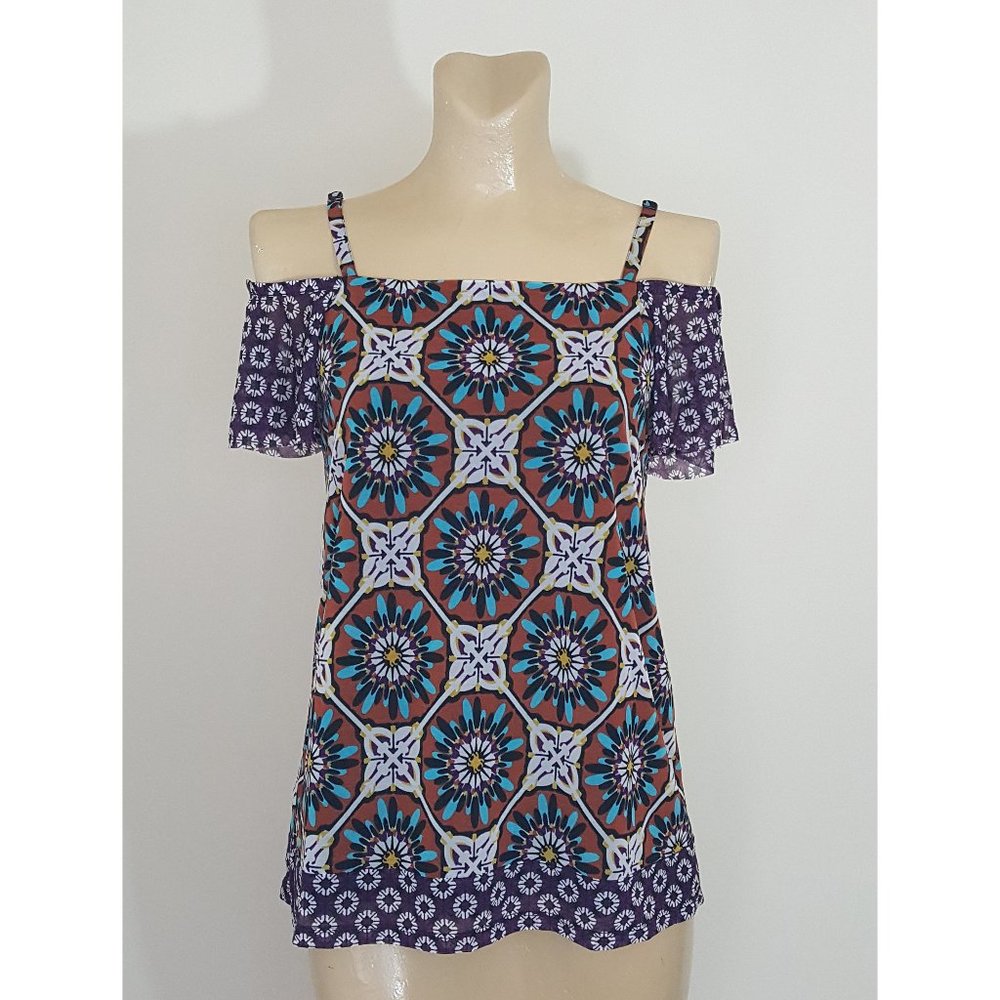 New w Tag INC Boho Off Shoulder Kaleidoscope Blouse XS Nordstrom